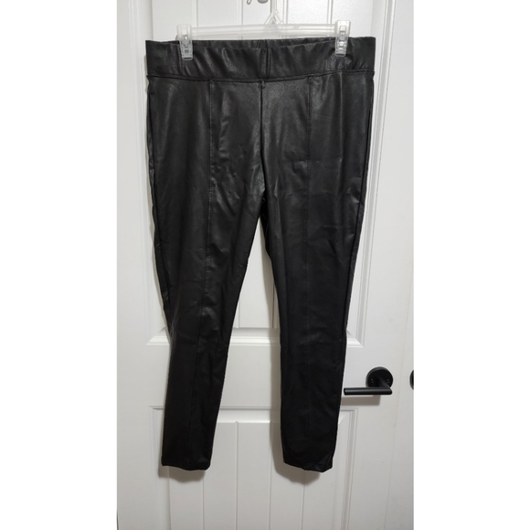 Old Navy Stevie pants black pleather faux leather ponte XL high rise womens - Picture 2 of 6